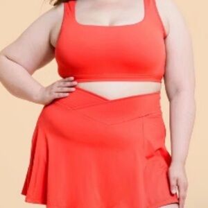 Blogilates Women's Criss Cross Slit High-Rise Athletic Skort Spicy Orange